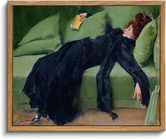 KBKBART Vintage Framed Wall Art, Moody Wall Decor - Decadent Young Woman After The Dance Canvas Victorian Decor, Living Room & Bedroom Wall Art (16"x24")