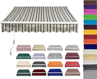 Retractable Patio Awning Replacement Fabric (Without Frame) Waterproof Shade Sun Shade Awning Cover Outdoor Patio Canopy Sunsetter Deck Awnings Polyester(E,(12x10ft) 3.6x3m)