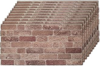 IZODEKOR 3D Wall Panels Brick Effect - Cladding, Stone Look, Styrofoam Facing for Living Room, Kitchen, Bathroom, Balcony, Bedroom, Back of Counter | Farmhouse Style (10 x Panels) - Covers 53 sq ft