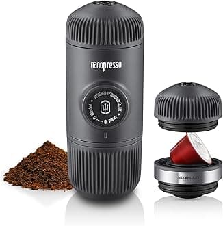 WACACO Nanopresso Portable Espresso Maker Bundled with NS Adapter, Compatible With Ground Coffee &*Nespresso®* Capsule, Travel Coffee Maker, 18 Bar Pressure, Manually Operated, For Camping