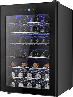 4.5 CU.FT Wine Cooler Refrigerator, Small Freestanding Wine Fridge for Red, White and Champagne, Mini Fridge with Adjust Temperature, Black