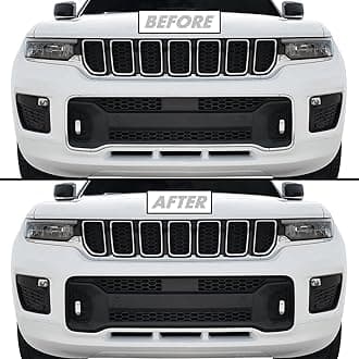 Chrome Delete Blackout Vinyl Overlay for 2021-2023 Jeep Grand Cherokee L Grill Trim (3. Overland Lower Grill Trim, Satin Black)