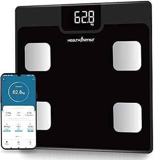 HealthSense Bluetooth BMI Weight Machine For Body Weight, Digital Body Fat An...