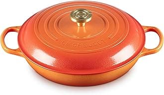 Le Creuset Enameled Cast Iron Signature Braiser 3.5 qt., Flamme Doree with Crucible Knob