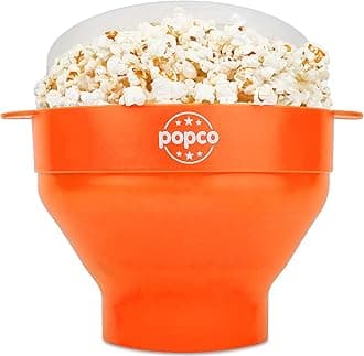 POPCO Silicone Microwave Popcorn Popper - Large Collapsible Bowl - Orange