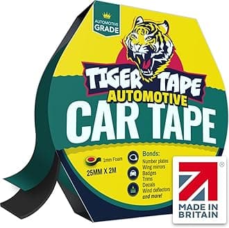 Tiger Tape® UK Made. Car Number Plate Tape | Heavy Duty Automotive Grade Mounting Adhesive | Extra Strong Double Sided Tape for Vehicle Number Plates, Licence Plates, Car Registration (2 UK Plates)