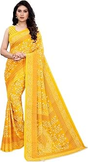 SIRILWomen's Georgette Bandhani Printed Saree with Blouse