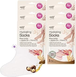 Hydrating Foot Mask 6 Pairs, Relieve and Soften with Shea Butter & Jojoba Oil, Deep Moisturizing Socks for Dry, Cracked Feet, Self Care Gifts for Women, Spa Kit, Easter Basket Stuffers