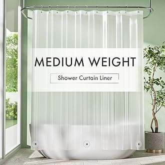 Amazer Shower Curtain Liner, 72 x 72 Inches EVA 5G Bathroom Plastic Shower Curtain Liner with 3 Magnets and 12 Grommet Holes-Frosted
