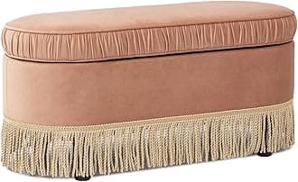 Jennifer Taylor Home Serena 38" Oval Storage Bench Ottoman, Peach Orange
