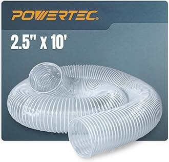 POWERTEC 2PK 2-1/2" x 10' Dust Collection Hose, Flexible PVC Dust Collector Hose for Table Saw, Band Saw, Router Table, Belt Sander, Woodworking & Garage, Wood Shop Dust Collection System (70129)