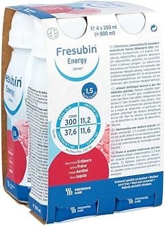 Fresenius Kabi Fresubin Energy Drink Strawberry Drink bottle, 4 x 200 ml individual pack