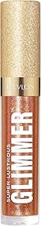 REVLON Super Lustrous Glimmer Gloss, Non-Sticky Lip Gloss, High-Shine Finish, Plant-Based Glitter, 006 Bronze Spark, 0.13 fl oz
