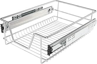 Heavy Duty Kitchen Pull Out Wire Basket Base Unit Storage in Various Sizes (400mm (Actual Width = 314mm))
