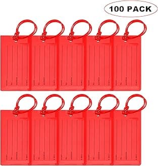 100 Pack Luggage Tags for Suitcases, Airplane Travel Essentials for Flying, International Travel Must Haves, and Luggage Accessories by Sodsay