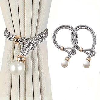 INOVERA (LABEL) 2 Pieces Curtain Holders Tieback - Adjustable Window Curtains Tie Rope - Drapery Holdbacks Band for Office Home Decorative Accessories (Grey)