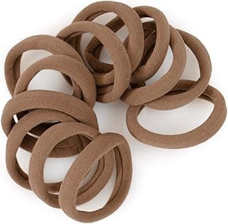 Cyndibands Light Brown Seamless Hair Ties, Elastic Fabric Ponytail Holders - 12 Count