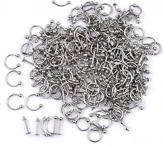 IPINK Piercing Kit 14G-16G Rainbow Surgical Steel Body Piercing Belly Button,Tongue, Eyebrow, Nipple, Lip, Nose, Chi Gauge