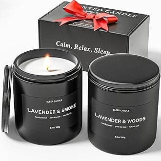 BOYUJK Candles Gifts for Men, Lavender Scented Candles Gift Set for Anxiety, Lavender Promotes Sleep, Chamomile Relieves Stress, Relaxation Gifts for Men and Women (2 Pack, 480g)
