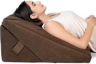 FOVERA Wedge Pillow for Back Support, Adjustable Memory Foam Bed Wedge Pillow for Sleeping, Acid Reflux, GERD, Snoring, Pregnancy, Post-Surgical Recovery (Velvet Brown, XL - 24x24x12 Inch)
