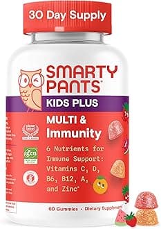 Kids Multivitamin & Immunity Gummies: Vitamins C, D, B6, B12, A, and Zinc for Immune Support, Biotin, Iodine, Gluten Free, Two Fruit Flavors, 60 Count (30 Day Supply)