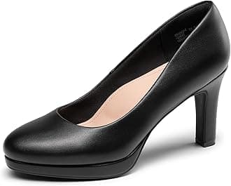 DREAM PAIRS Women's Pumps Close Toe Low Heels Platform Heels Comfortable Office Work Dress Shoes for Women