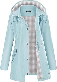 LOMON Women Waterproof Outdoor Hiking Raincoat Women Lined Rain Jacket Lightweight Hooded Jackets Trench Coats