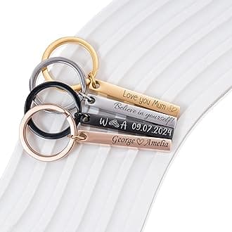 – Personalised Engraved Keyring, Custom made bar Keychain, Customisable Text, Personalised gift, Christmas gift, Stainless steel Keyring