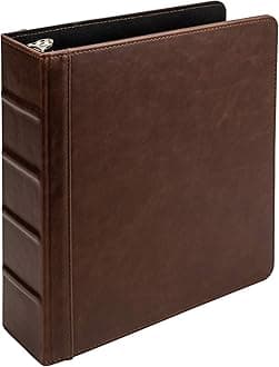 Samsill Vintage 2" Mini 3 Ring Binder, 9.1" x 9.25" Fits 8.5" x 5.5" Paper and Recipe Sheets, Brown