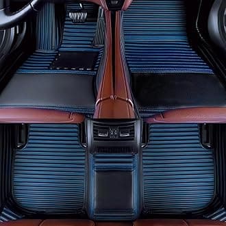 Custom Luxury Car Floor Mats Suitable for All Sedans, Sports Cars,SUV, Business Vehicles, Trucks, Waterproof and Anti Slip Fully Covered Leather Floor Mats (Dark Blue-3D)
