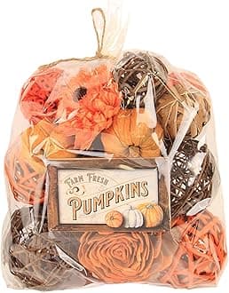 ANDALUCA Orange Decorative Vase Filler Bag with Mini Pumpkins, Orbs, Balls & Flowers Bowl Filler Decor (Pumpkin Orange)