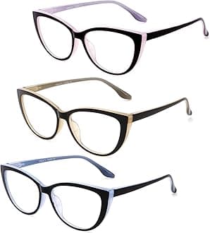 CRGATV 3 Pack Reading Glasses Blue Light Blocking Stylish Cat Eye Computer Readers Anti Eyestrain & Glare for Women