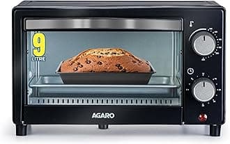AGARO Marvel 9L OTG Oven 800W, Compact Toaster Griller for Baking, Toasting & Grilling, Adjustable 100°C-250°C, 30-Min Timer with Ready Bell, Auto Shut-Off, Tempered Glass Door, Bake Pan, Tong & Rack