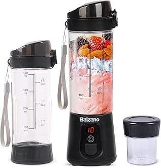 Balzano Portable Blender - Wireless Travel Blender for Smoothies, Juices & Baby Food - Crush Ice, Black