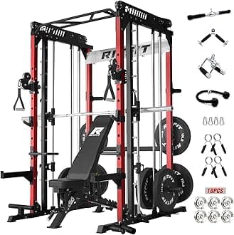 M1 Pro Smith Machine with Cable Crossover System, Multi-Function Squat Rack Power Cage for Home Gym, Power Rack and Packages