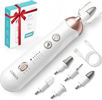 COSLUS C30 Professional Manicure Pedicure Kit: 5 in 1 Electric Nail File Set Toenail Grinder, 5 Speed Cordless Nail Drill for Thick Nail Toenail Cuticle, Hand Feet Trimmer Buffer for Women Men Baby