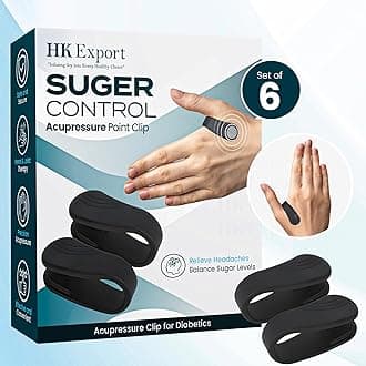 Pack of 6 Sugar Control LI4 Acupressure Point Clip Handheld Massagers for Diabetics | Migraine, Headache & Tension Relief | Lightweight & Comfortable, Black