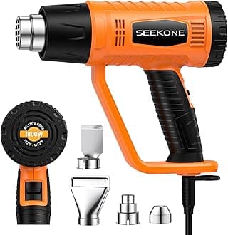 Heat Gun 1800W Heavy Duty Fast Heat Hot Air Gun Kit with 752℉&1112℉（400℃-600℃） Dual-Temperature Settings and 4 Nozzles with Overheat Protection for Crafts, Shrinking PVC, Stripping Paint