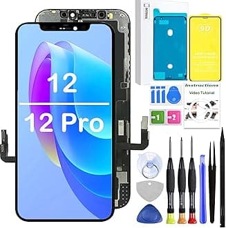 iPhone 12/12 Pro Screen Replacement Screen Assembly Full HD LCD Screen Assembly Compatible with iPhone 12/12 Pro 6.1 inch with Screen Protector and Repair Tools (6.1"-12/12 Pro)