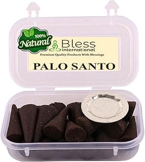Bless InternationalPalo Santo 100%-Natural-Incense-Cones Handmade-Hand-Dipped Organic-Chemicals-Free for-Purification-Relaxation-Positivity-Yoga-Meditation The-Best-scents (20 Count)