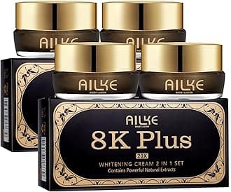 AILKE 8K Plus Whitening Face Cream, Brightening, Dark Spot Removal Day & Night Facial Cream, Deeply Clean Skin With Niacinamide, Glutathione, Collagen, 25gX2 (Pack of 2)