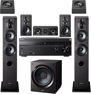 Sony STR-AN1000 7.2 Channel 8K AV Receiver with Dolby Atmos, DTS:X with Complete 8 Speaker System Bundle (7 Items)