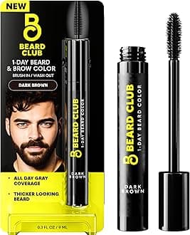 1 Day Temporary Beard Dye for Men - Dark Brown Beard, Mustache & Eyebrow Color for a Fuller, Well-Defined Look, Water & Sweat Resistant, Up to 30 Applications, 0.3 fl oz
