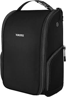 YOREPEK Golf Shoe Bag, with 3 Pockets for Socks, Gloves, Tees, Balls, Brush, Designed with a Buckle Top Carry Handle, Zippered Sport Shoe Carrier Bags with Ventilation, Golf Gifts for Men Unique,Black