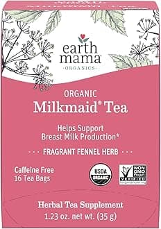 Earth Mama Organic Milkmaid® Tea | Lactation Support Herbal Tea | Breastfeeding Essentials to Support Breastmilk Production | 16 Teabags | Caffeine Free & Non-GMO
