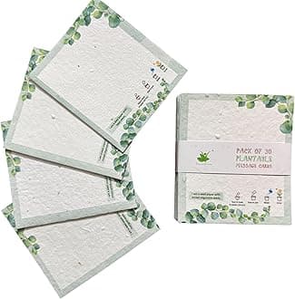 Sow and Grow Plantable Seed Paper Message Cards/Greeting Cards/Gift Tags – Set of 30 | Grows into Plants | 4 Assorted Seeds | Eco-Friendly Cards for Gifting & Events