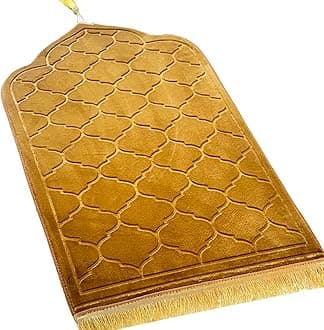 JE JOUE Prayer Rug Muslim Mat Islamic - Thickening Sponge Muslim Rug for Men Women Eid Travel Ramadan, Soft Luxury Great for Knees and Forehead （Champagne）