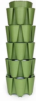 Greenstalk 5 Tier Original Vertical Planter in Basket Weave Texture (Evergreen)