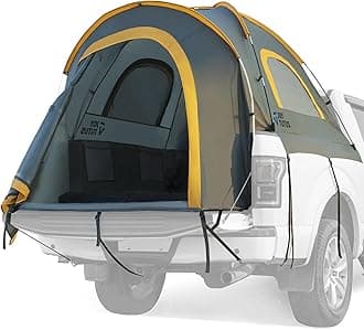 JOYTUTUS Pickup Truck Tent 2.0, Waterproof PU2000mm Double Layer for 2 Person, Portable Truck Bed Tent with Rainfly, 5.5'-5.8' Camping Preferred - Orange