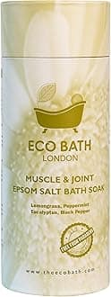 Eco Bath London Muscle & Joint Epsom Salt Bath Soak - Tube 1kg, Magnesium Bath Salts Infused with Lemongrass, Peppermint, Eucalyptus, and Black Pepper Essential Oils,Bath Salt for Recovery